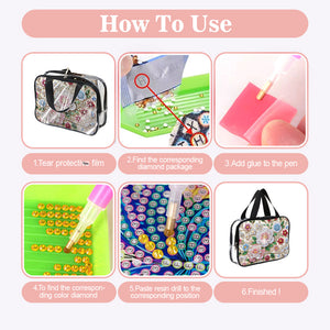 DIY Diamond Art Rhinestone Makeup Bag Crystal Transparent PVC Storage Pack Gift