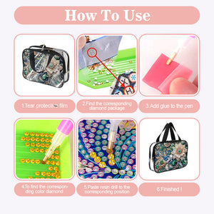 DIY Diamond Art Rhinestone Makeup Bag Crystal Transparent PVC Storage Pack Gift