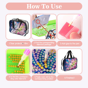 DIY Diamond Art Rhinestone Makeup Bag Crystal Transparent PVC Storage Pack Gift