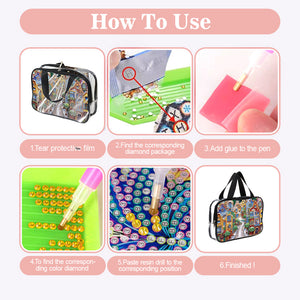 DIY Diamond Art Rhinestone Makeup Bag Crystal Transparent PVC Storage Pack Gift