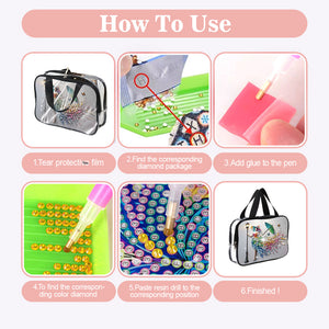 DIY Diamond Art Rhinestone Makeup Bag Crystal Transparent PVC Storage Pack Gift