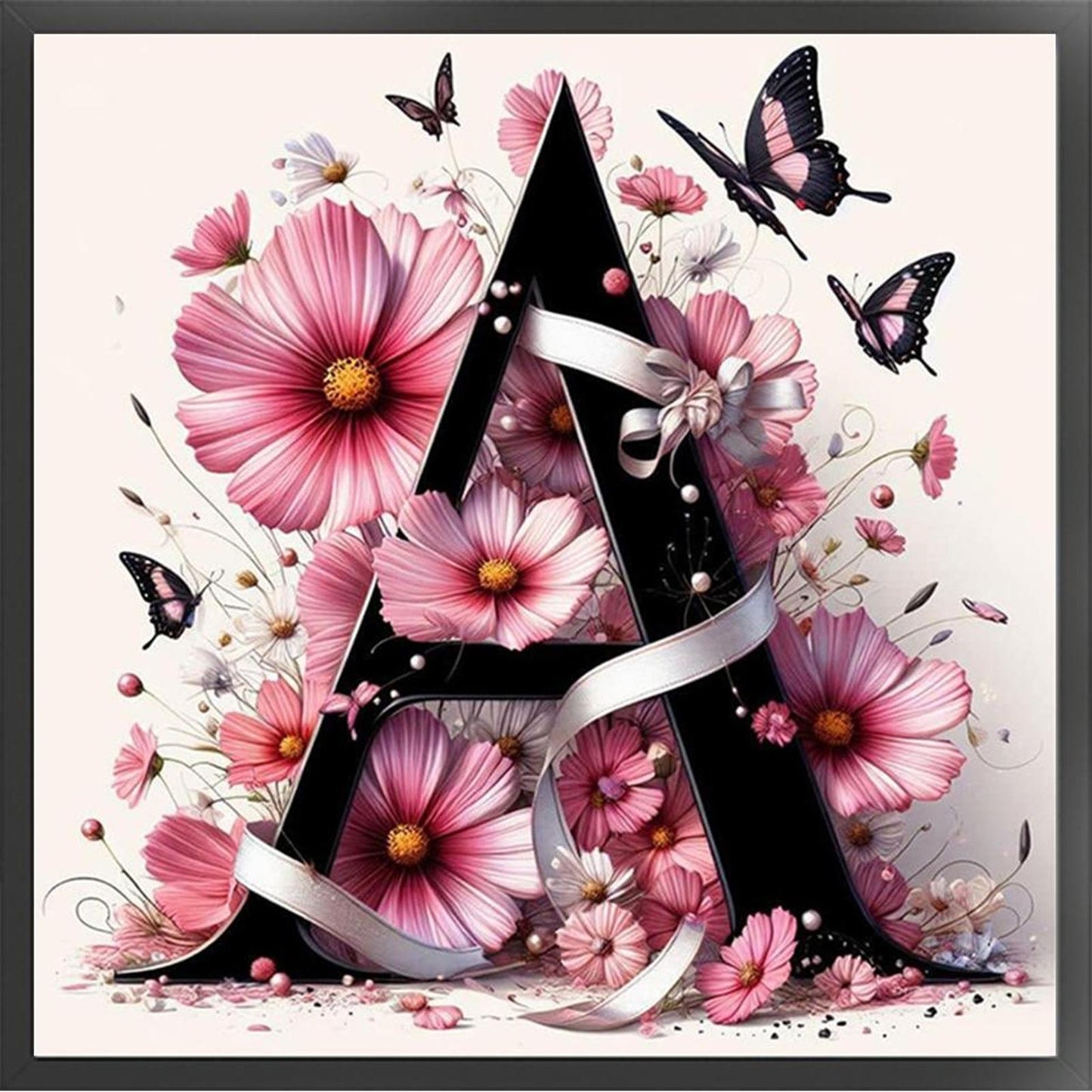 Butterfly, Flower And Letter A - Full 11CT Stamped Cross Stitch 40x40CM - Huacan