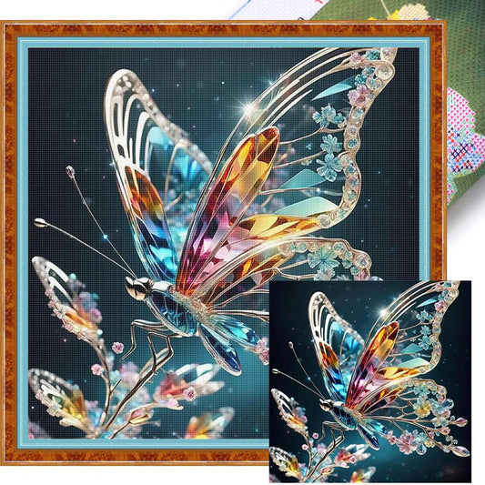 Butterfly - Full 11CT Stamped Cross Stitch 40x40CM - Huacan
