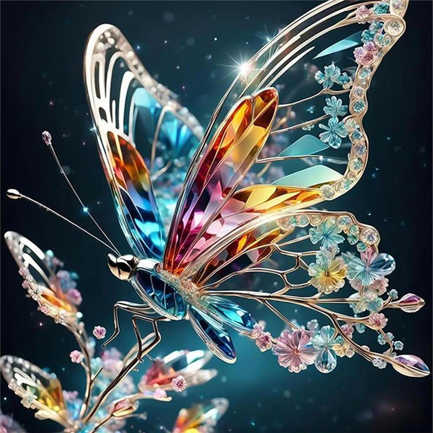 Butterfly - Full 11CT Stamped Cross Stitch 40x40CM - Huacan