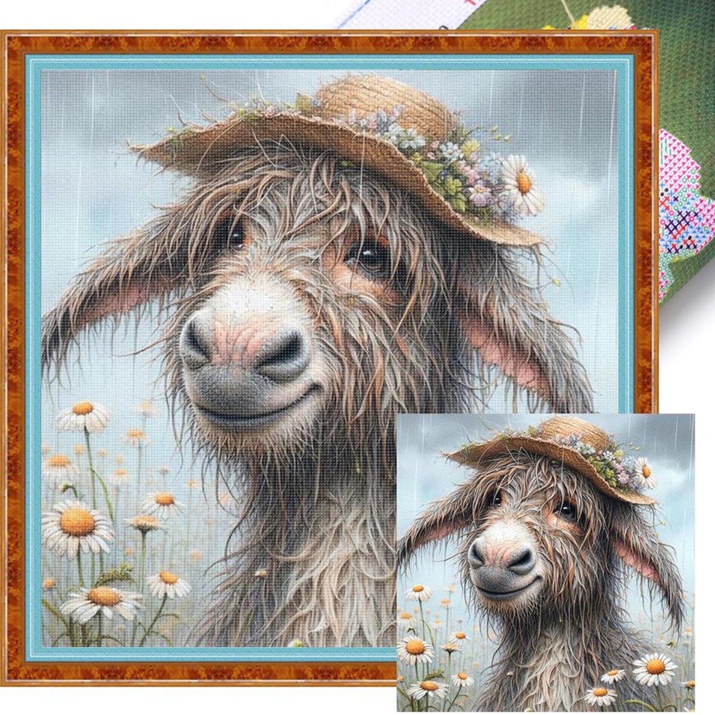 Donkey - Full 11CT Stamped Cross Stitch 40x40CM - Huacan