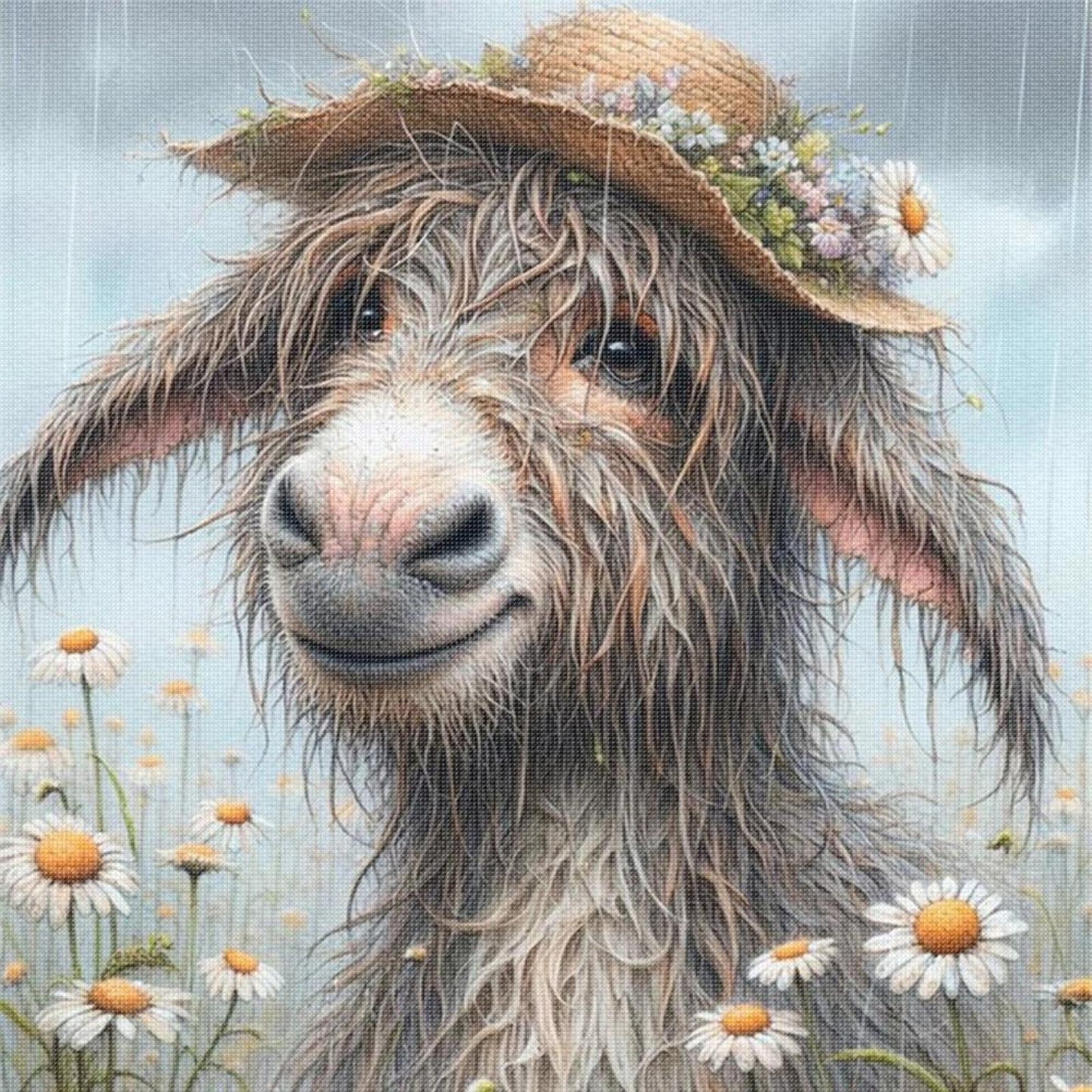 Donkey - Full 11CT Stamped Cross Stitch 40x40CM - Huacan