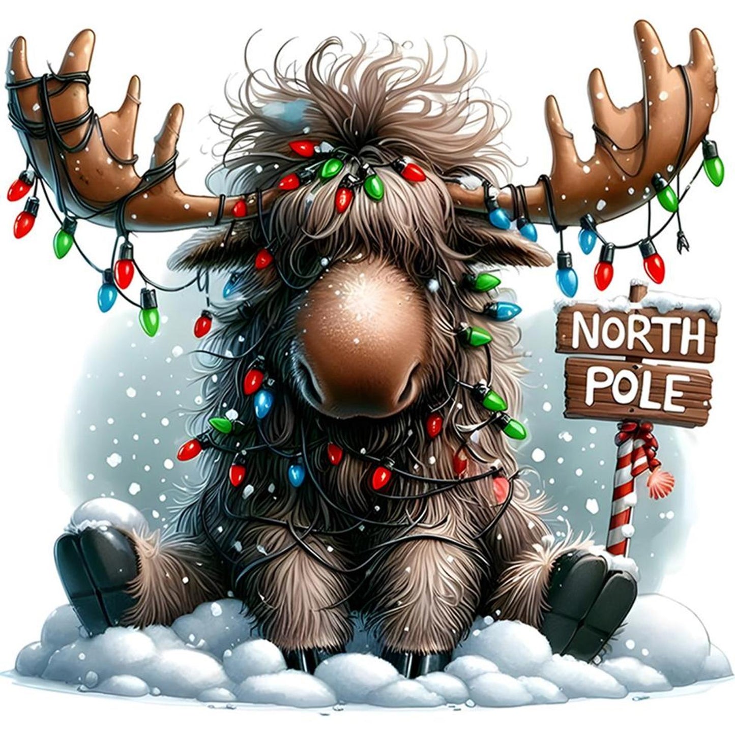 Winter Elk - Full 11CT Stamped Cross Stitch 40x40CM - Huacan