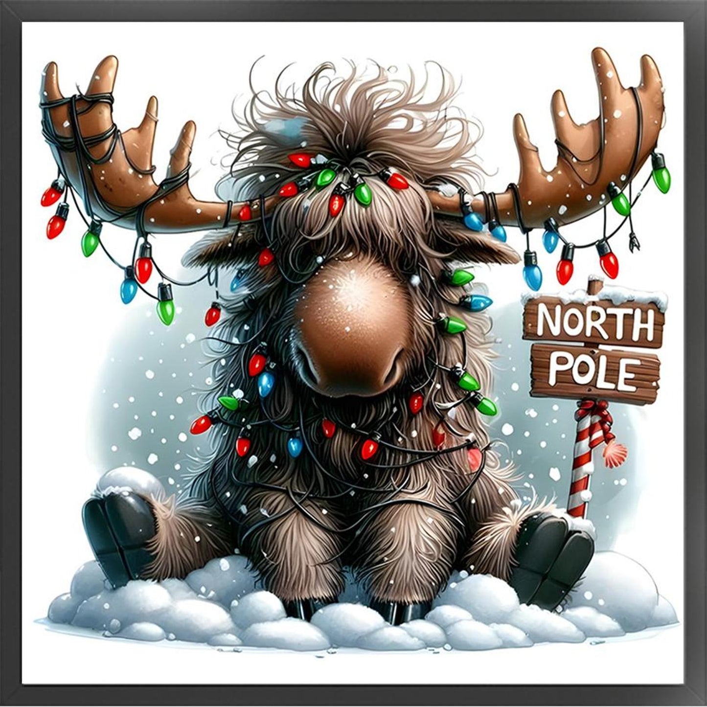 Winter Elk - Full 11CT Stamped Cross Stitch 40x40CM - Huacan