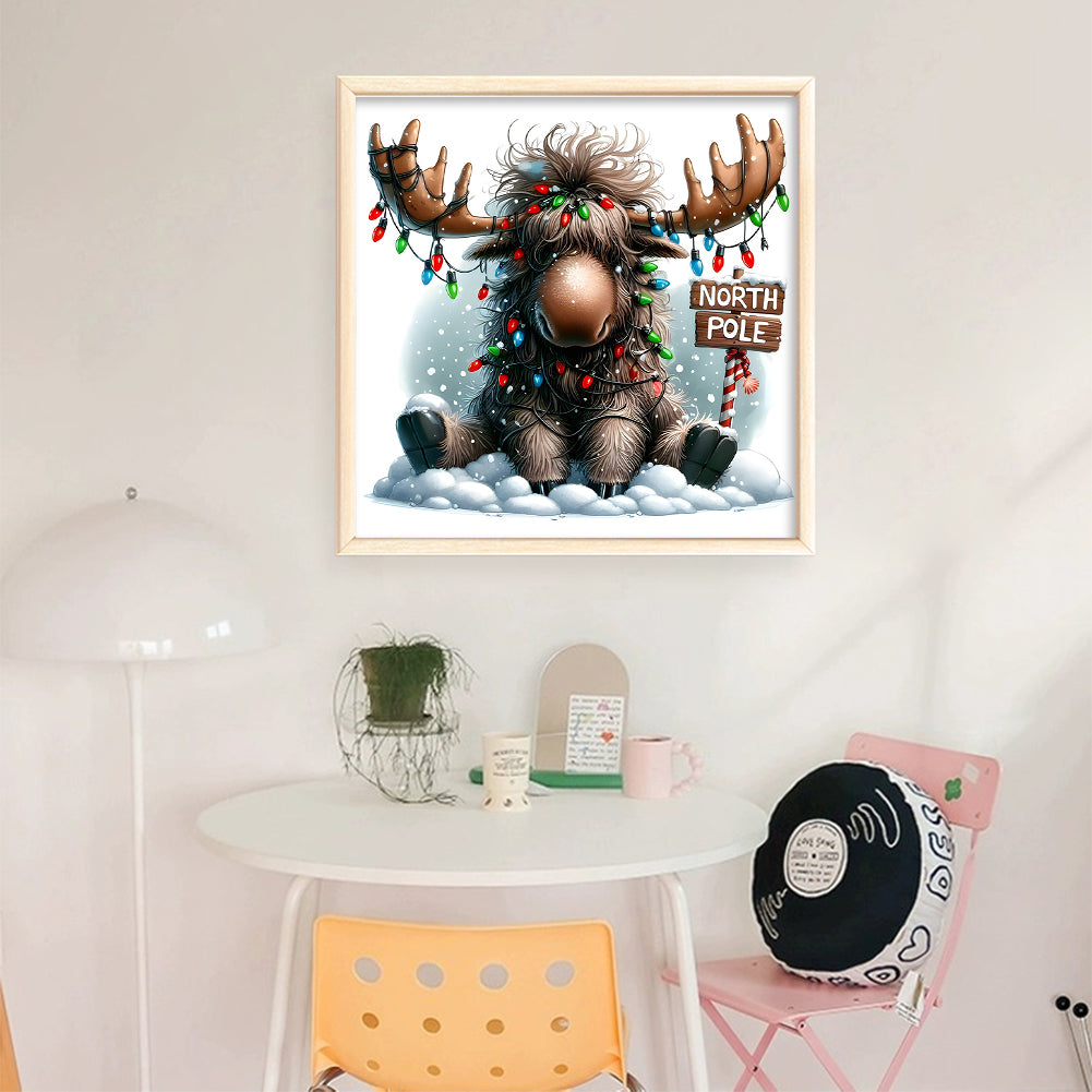 Winter Elk - Full 11CT Stamped Cross Stitch 40x40CM - Huacan