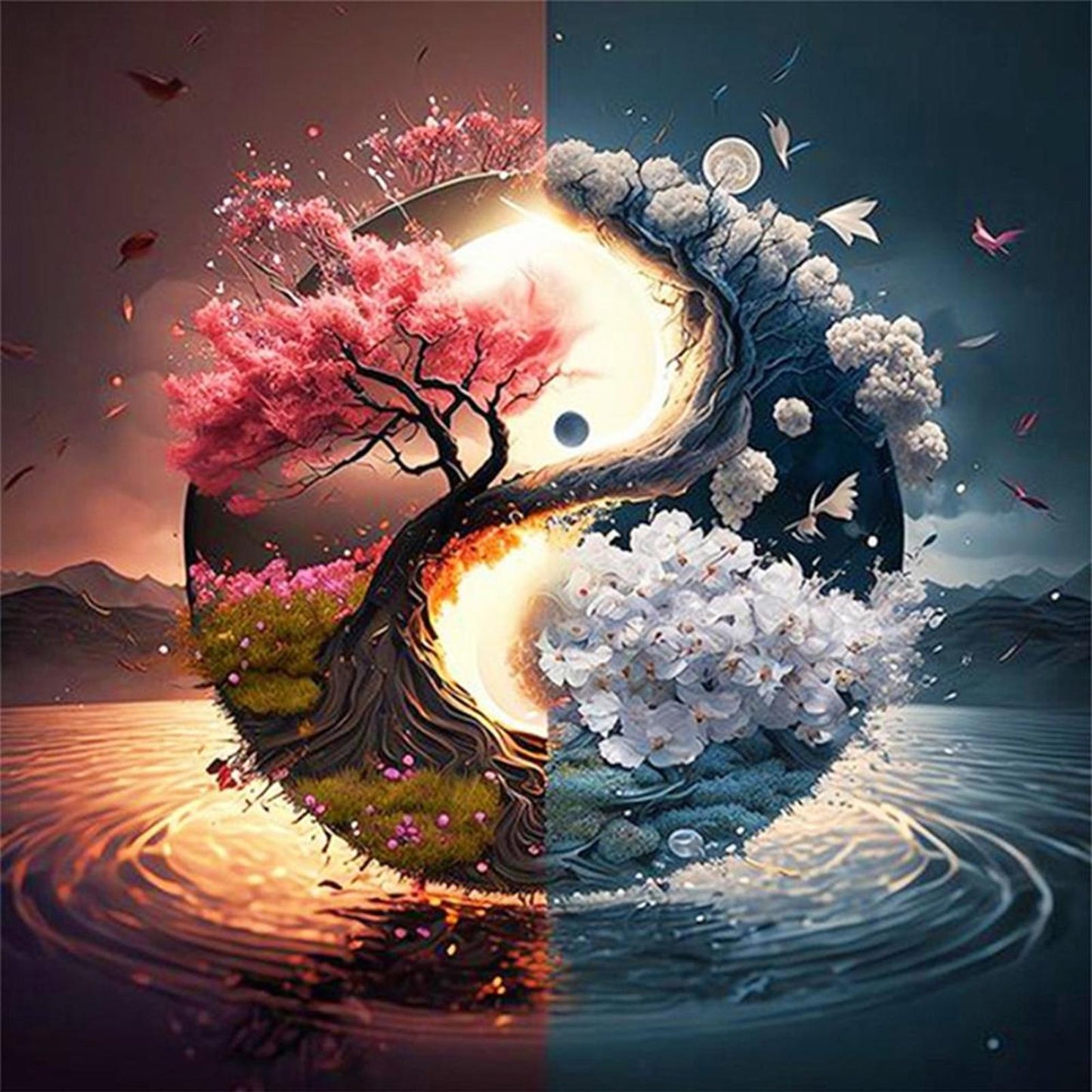 Tai Chi Tree Of Life - Full 11CT Stamped Cross Stitch 40x40CM - Huacan