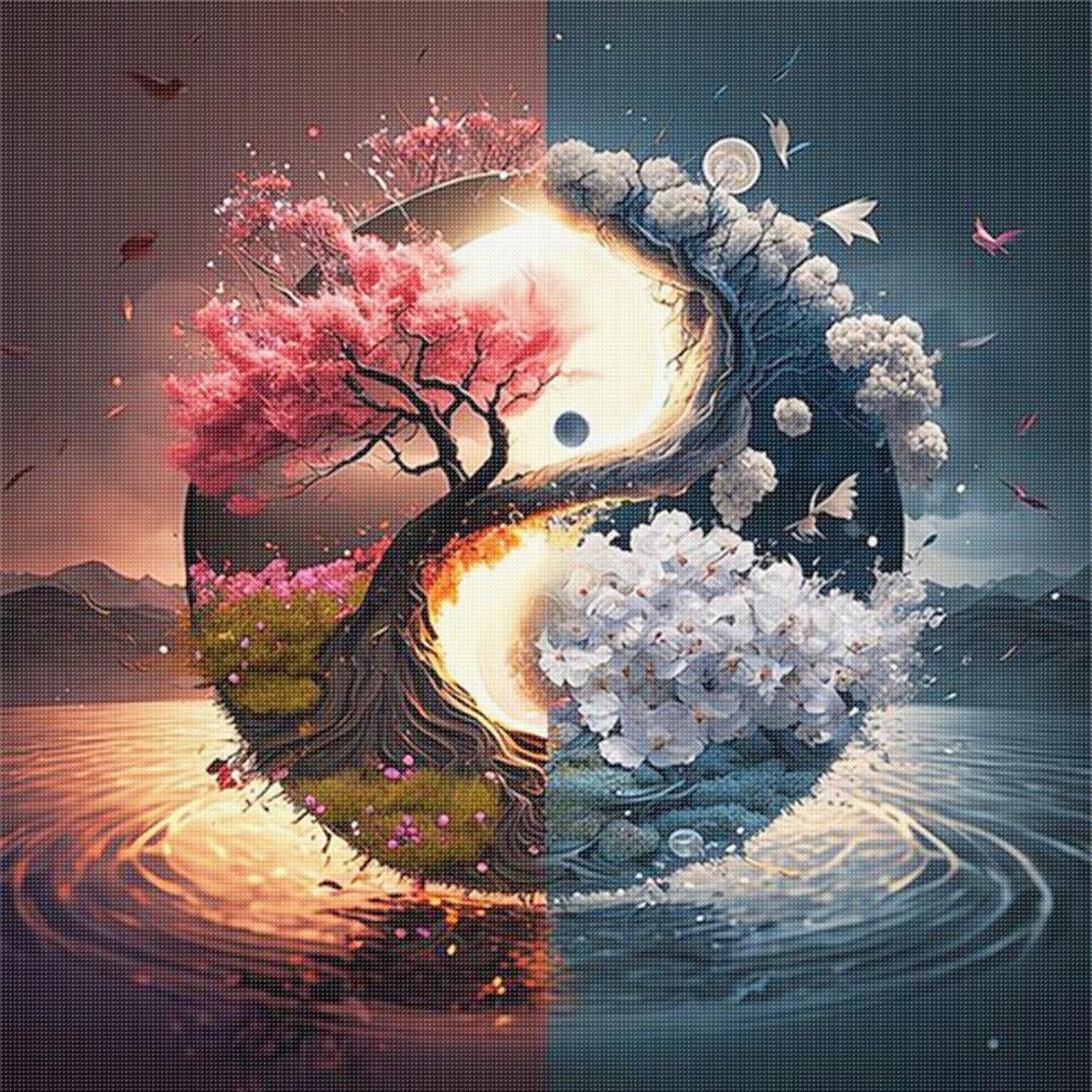 Tai Chi Tree Of Life - Full 11CT Stamped Cross Stitch 40x40CM - Huacan