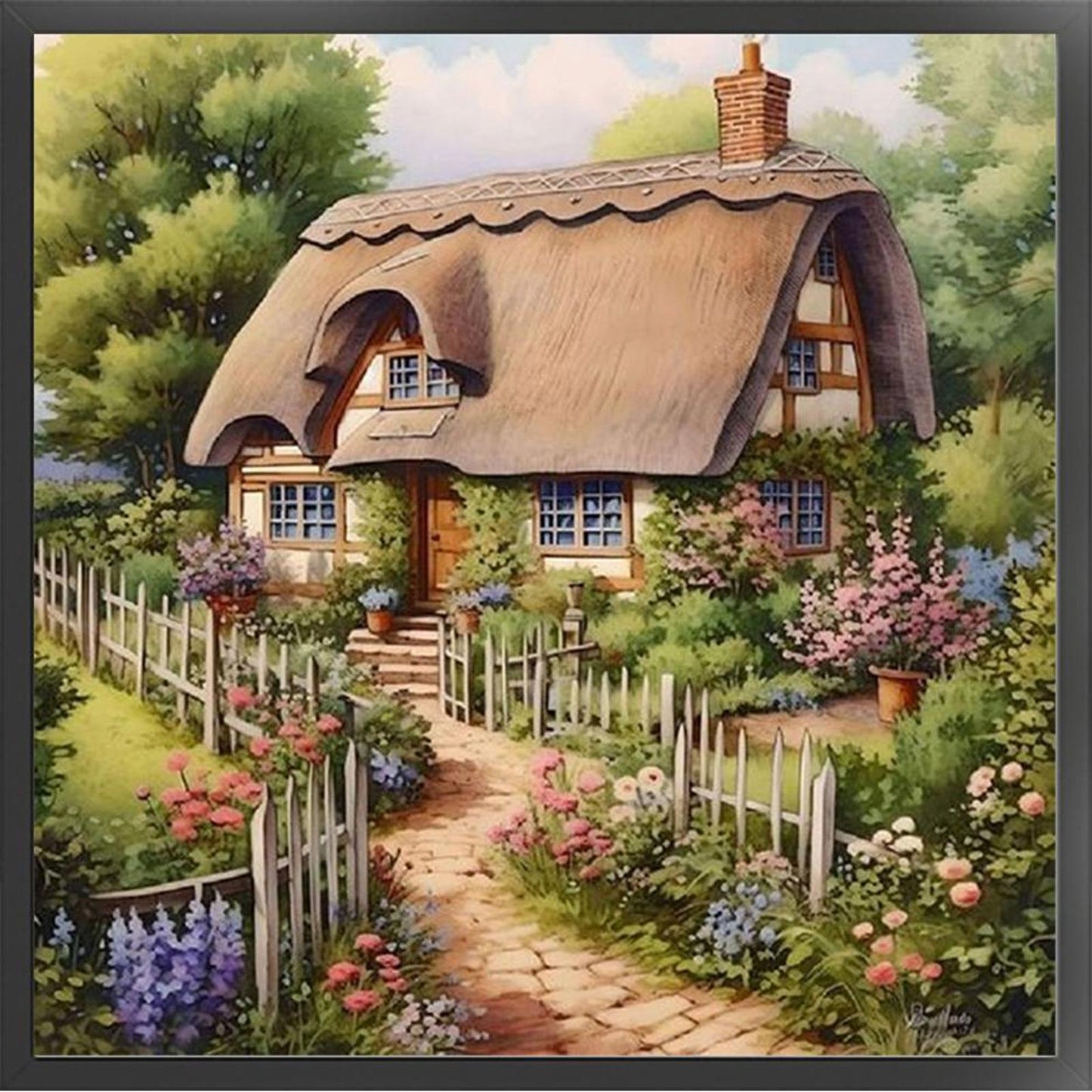 Forest Cabin - Full 11CT Stamped Cross Stitch 40x40CM - Huacan