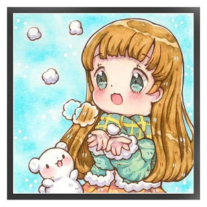 Cartoon Girl - 40*40CM 18CT Stamped Cross Stitch
