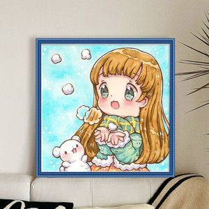 Cartoon Girl - 40*40CM 18CT Stamped Cross Stitch