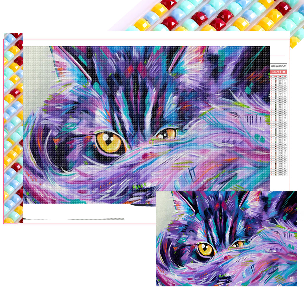 Cat 60*40CM(Picture) Full Square Drill Diamond Painting