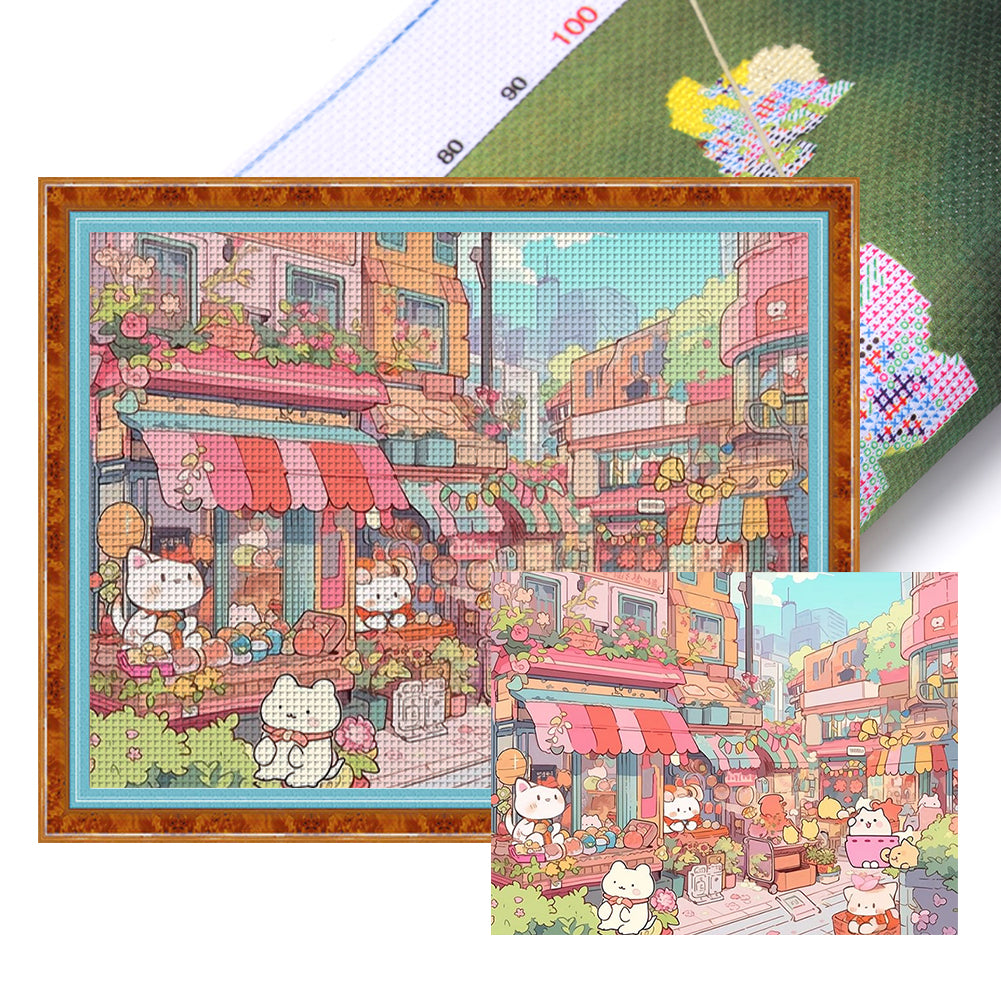Rabbit Town - 60*50CM 11CT Stamped Cross Stitch