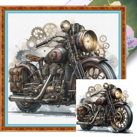Motorcycle - Full 11CT Stamped Cross Stitch 40x40CM - Huacan