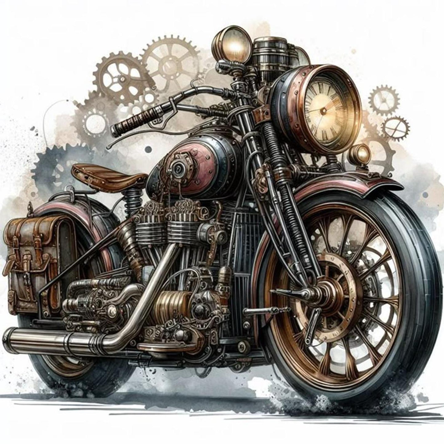 Motorcycle - Full 11CT Stamped Cross Stitch 40x40CM - Huacan