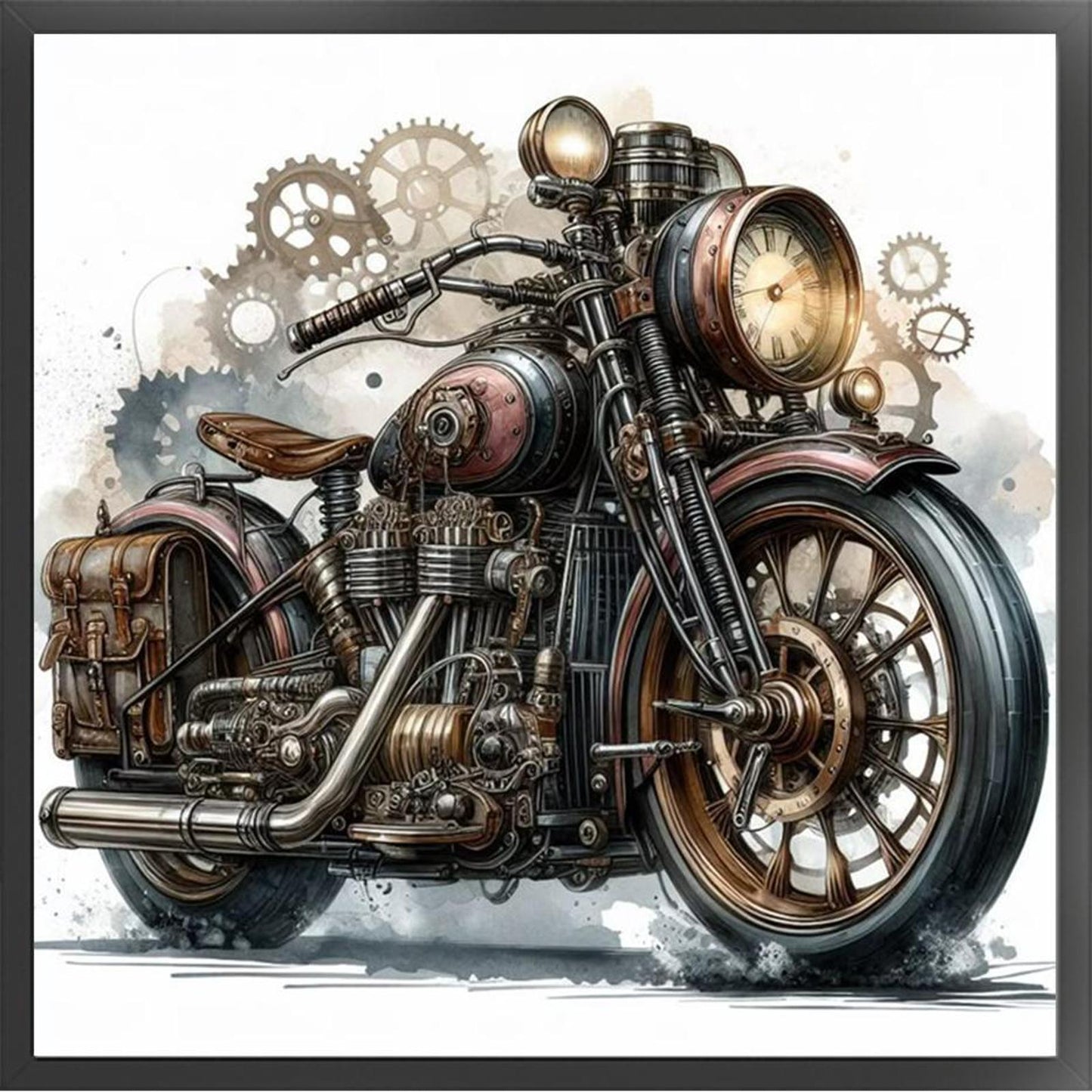 Motorcycle - Full 11CT Stamped Cross Stitch 40x40CM - Huacan