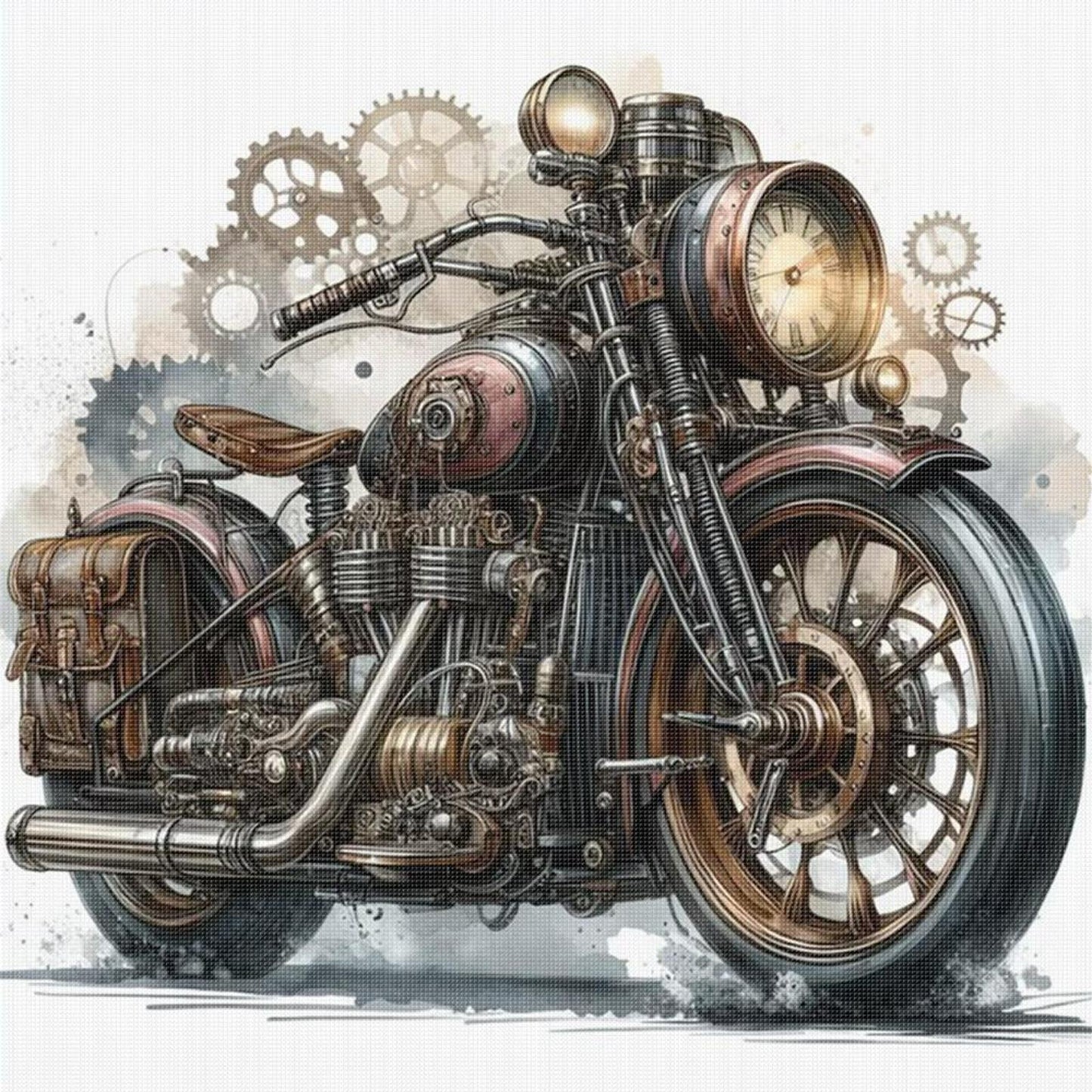 Motorcycle - Full 11CT Stamped Cross Stitch 40x40CM - Huacan