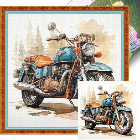 Motorcycle - Full 11CT Stamped Cross Stitch 40x40CM - Huacan