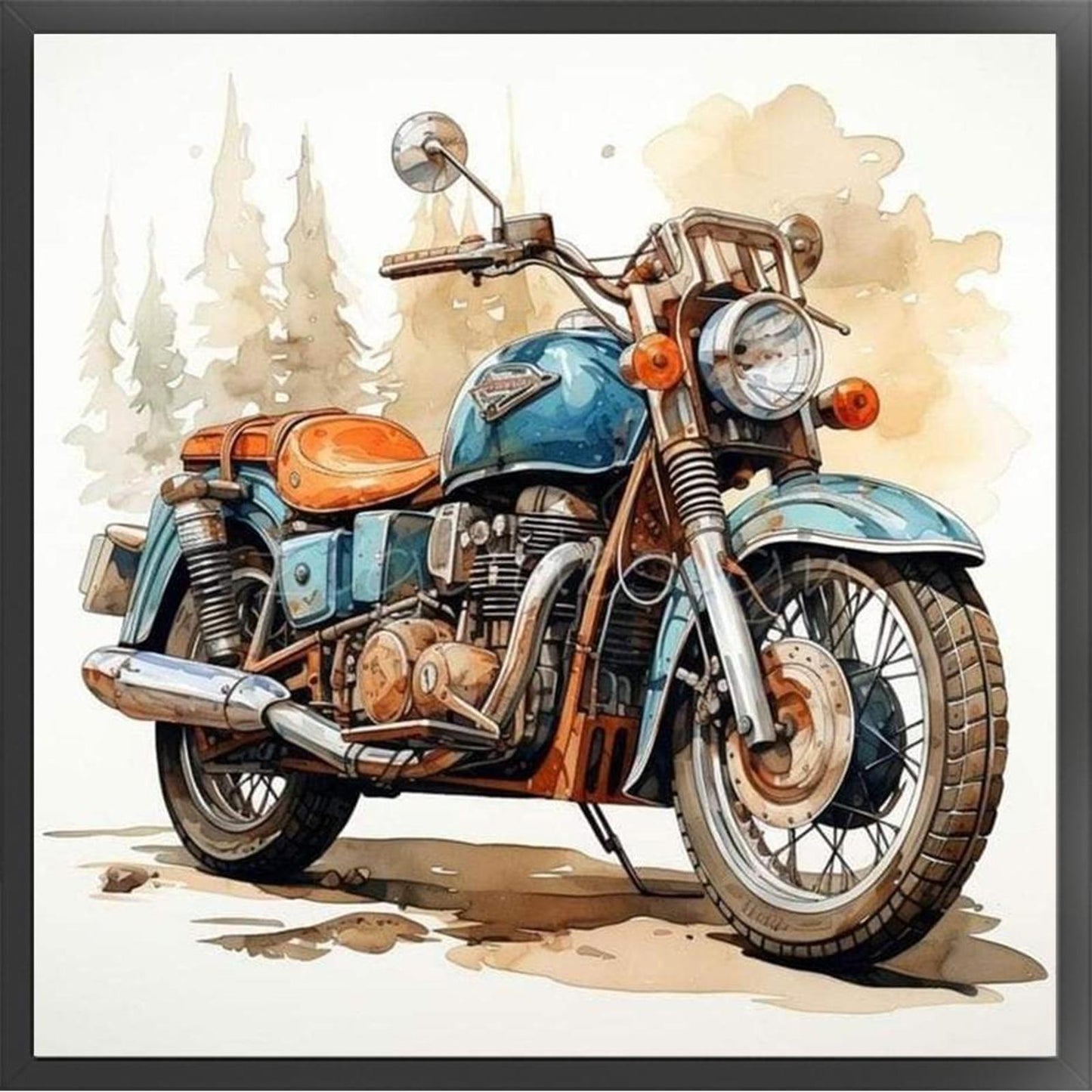 Motorcycle - Full 11CT Stamped Cross Stitch 40x40CM - Huacan