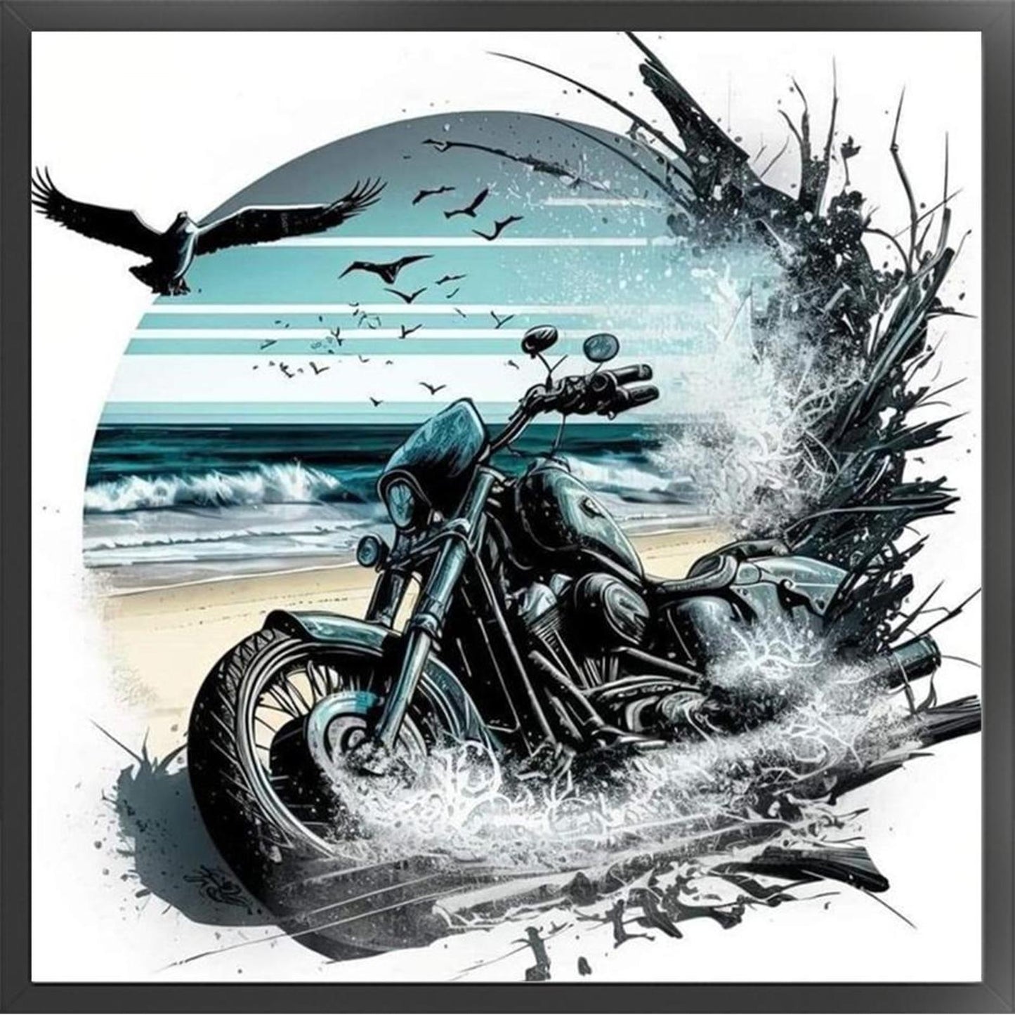 Motorcycle - Full 11CT Stamped Cross Stitch 40x40CM - Huacan