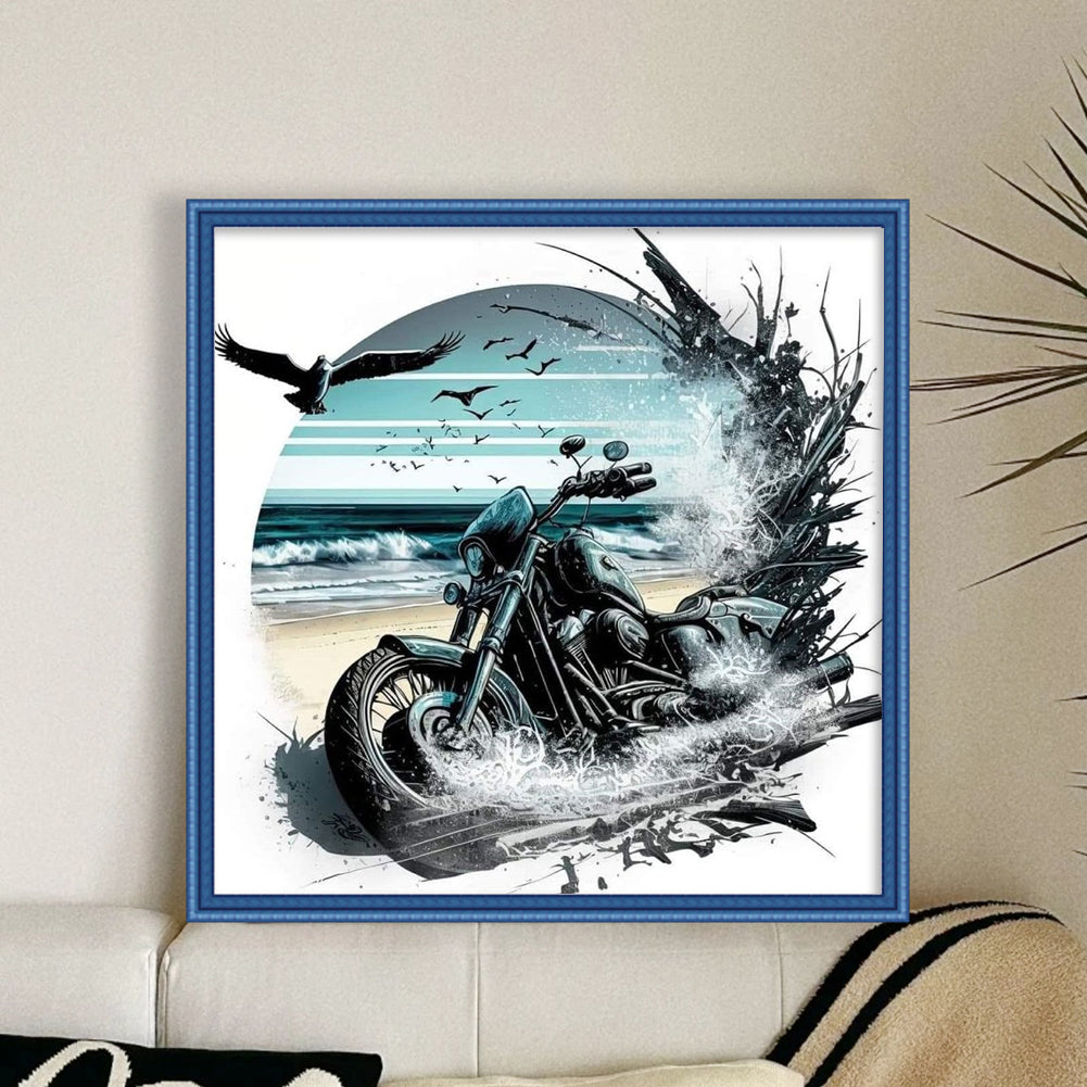 Motorcycle - Full 11CT Stamped Cross Stitch 40x40CM - Huacan