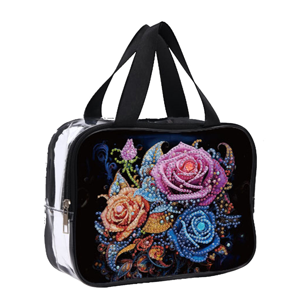 DIY Diamond Art Rhinestone Makeup Bag Crystal Transparent PVC Storage Pack Gift