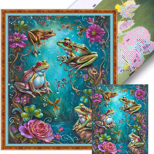 Frog - Full 14CT Stamped Cross Stitch 40x50CM - Huacan
