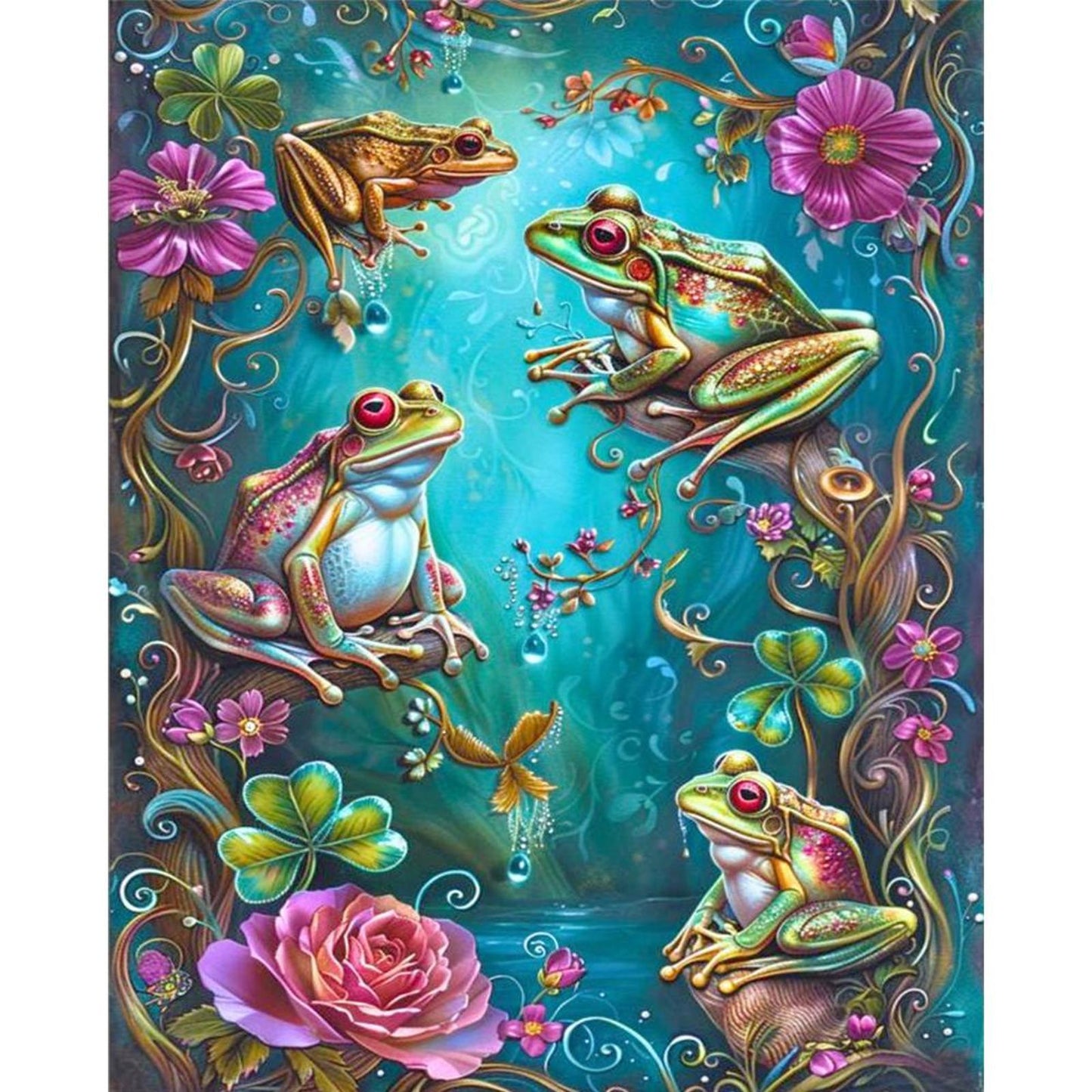 Frog - Full 14CT Stamped Cross Stitch 40x50CM - Huacan