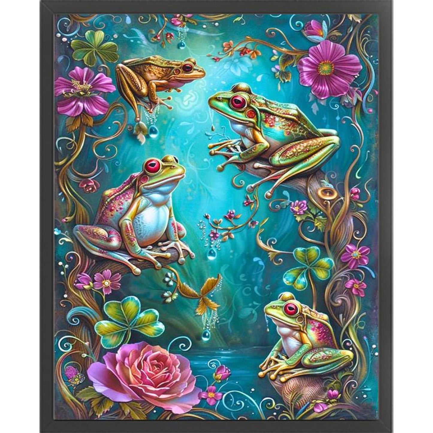 Frog - Full 14CT Stamped Cross Stitch 40x50CM - Huacan