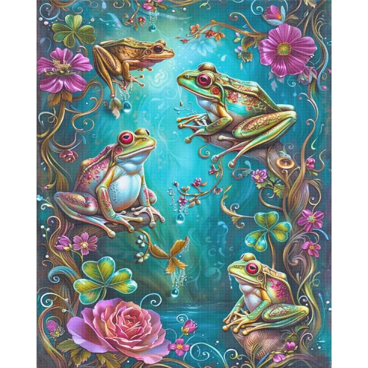 Frog - Full 14CT Stamped Cross Stitch 40x50CM - Huacan
