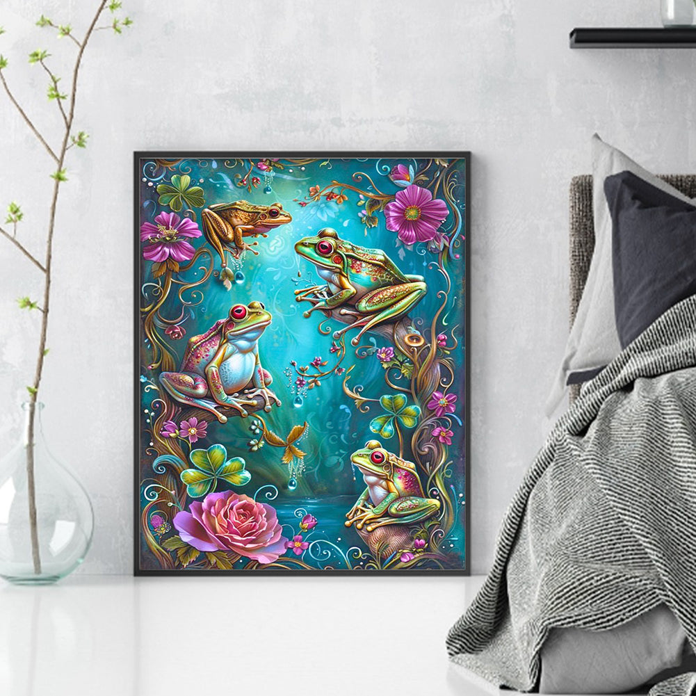 Frog - Full 14CT Stamped Cross Stitch 40x50CM - Huacan