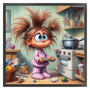 Girl in the kitchen - 40*40CM 11CT Stamped Cross Stitch