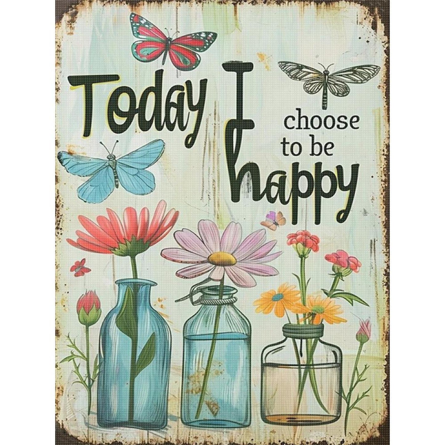 Fresh Flower Calligraphy And Painting - Full 14CT Stamped Cross Stitch 30x40CM - Huacan