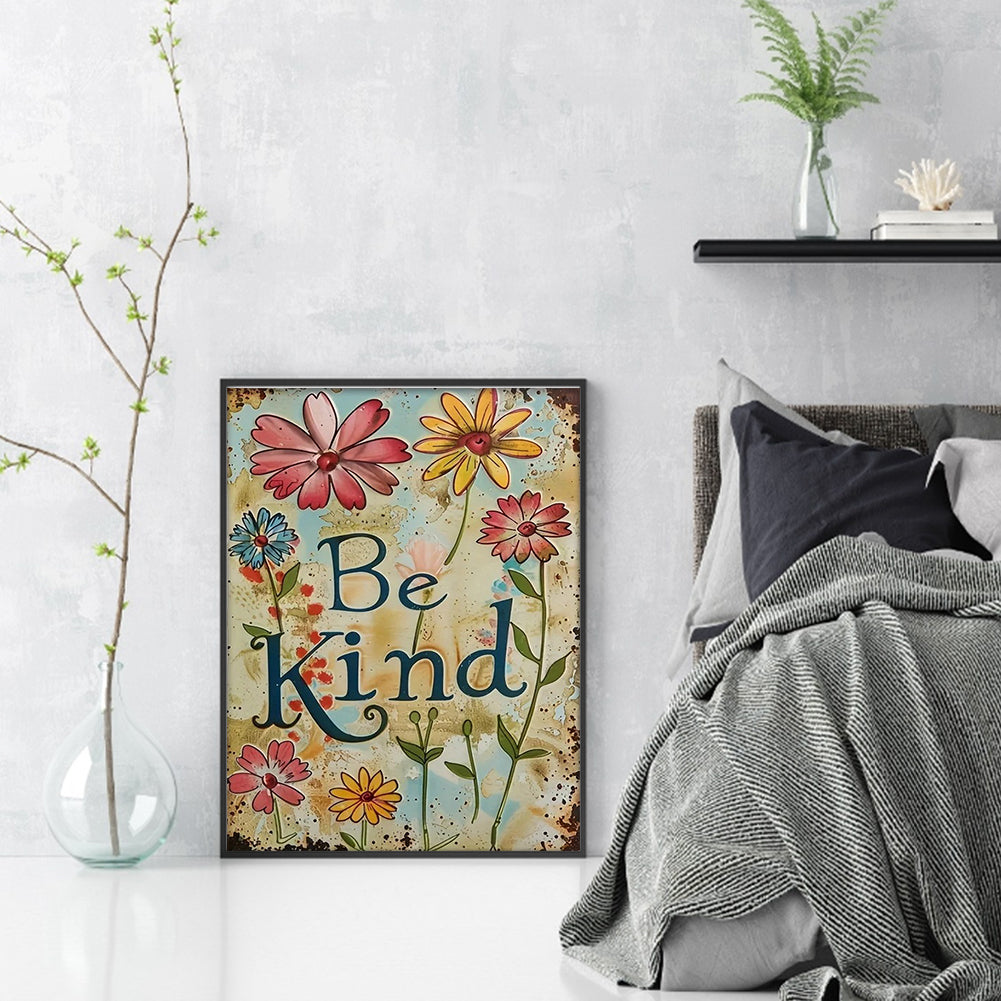 Fresh Flower Calligraphy And Painting - Full 14CT Stamped Cross Stitch 30x40CM - Huacan