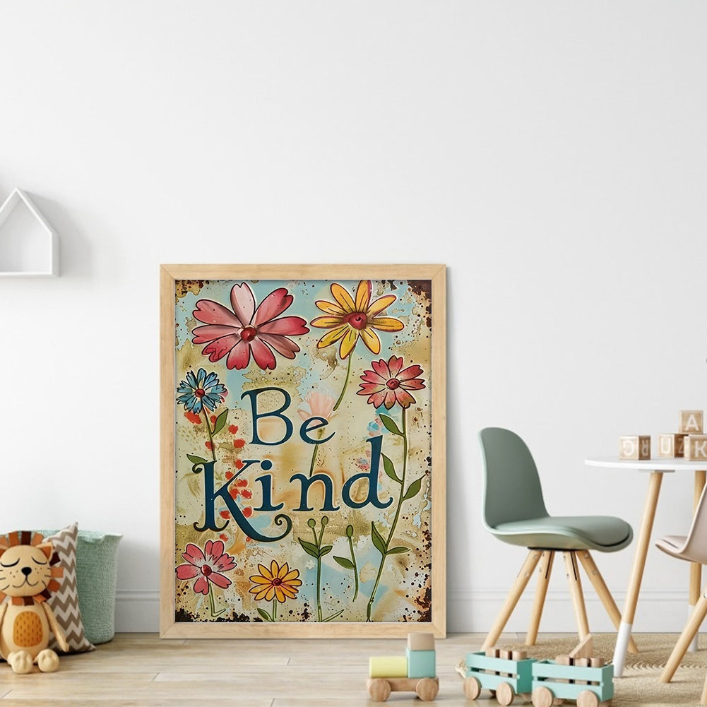 Fresh Flower Calligraphy And Painting - Full 14CT Stamped Cross Stitch 30x40CM - Huacan