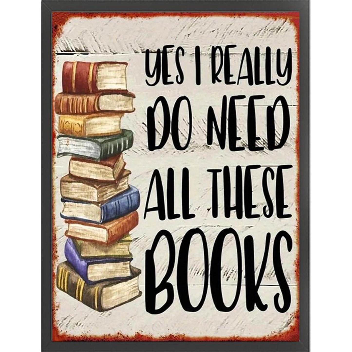 Book Stack And Painting - Full 14CT Stamped Cross Stitch 30x40CM - Huacan