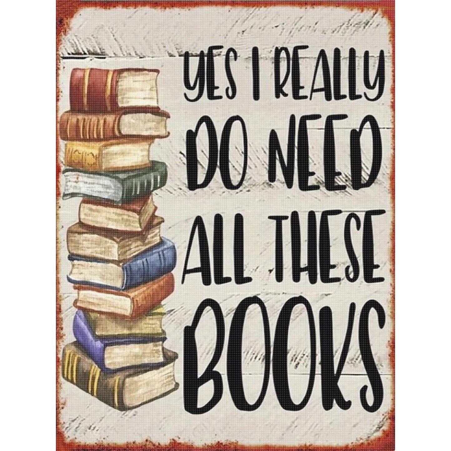 Book Stack And Painting - Full 14CT Stamped Cross Stitch 30x40CM - Huacan
