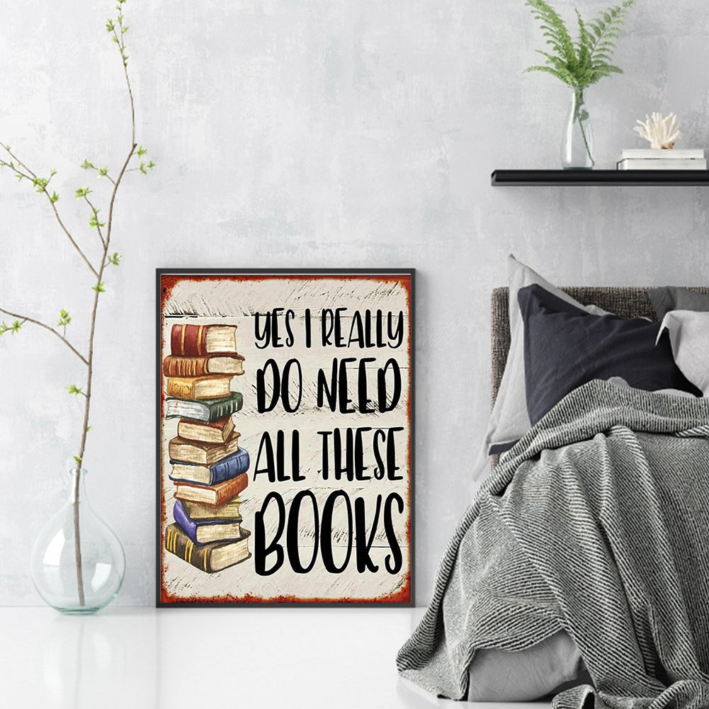 Book Stack And Painting - Full 14CT Stamped Cross Stitch 30x40CM - Huacan