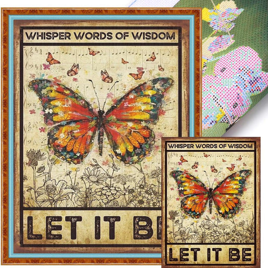 Butterfly - Full 14CT Stamped Cross Stitch 30x40CM - Huacan