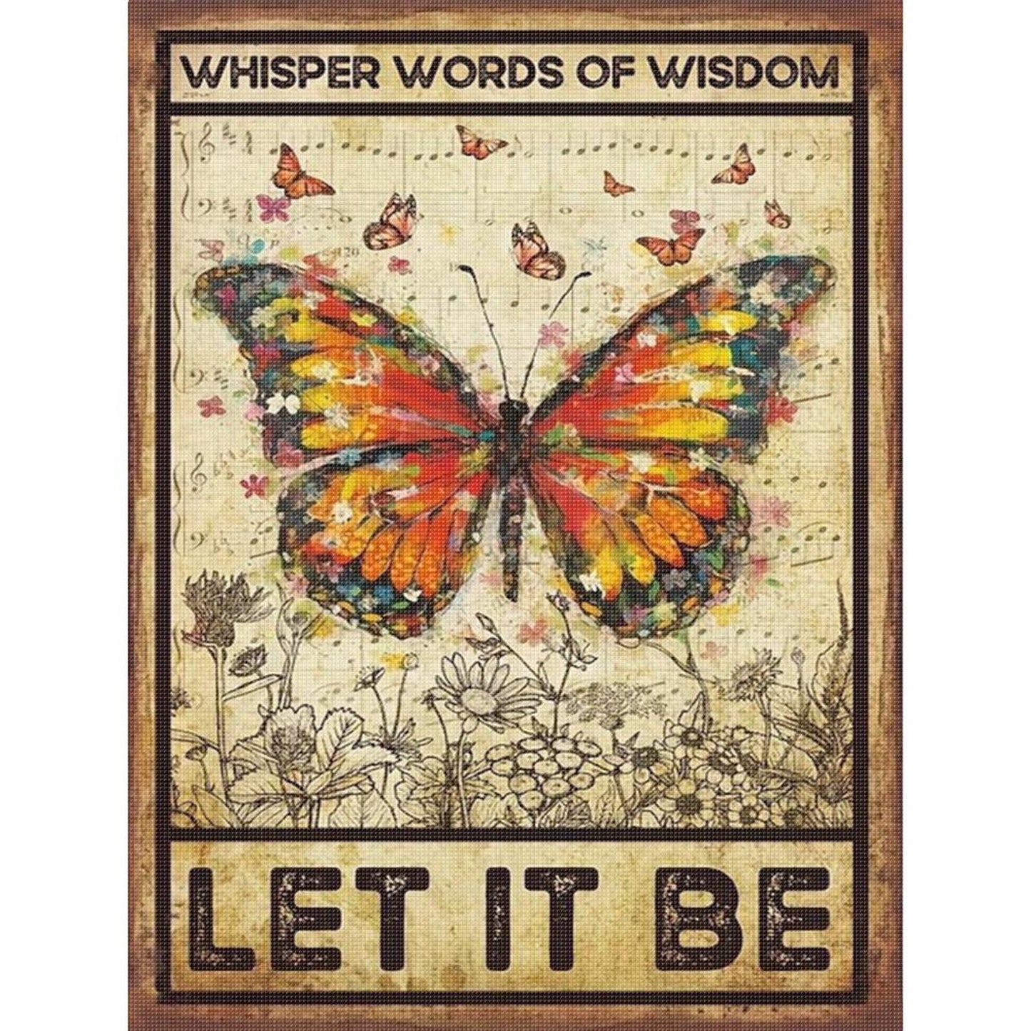 Butterfly - Full 14CT Stamped Cross Stitch 30x40CM - Huacan