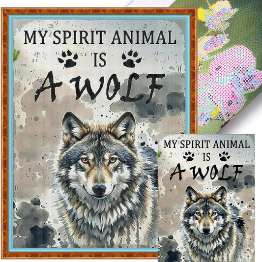 Wolf - Full 14CT Stamped Cross Stitch 30x40CM - Huacan