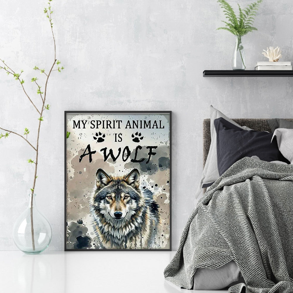 Wolf - Full 14CT Stamped Cross Stitch 30x40CM - Huacan