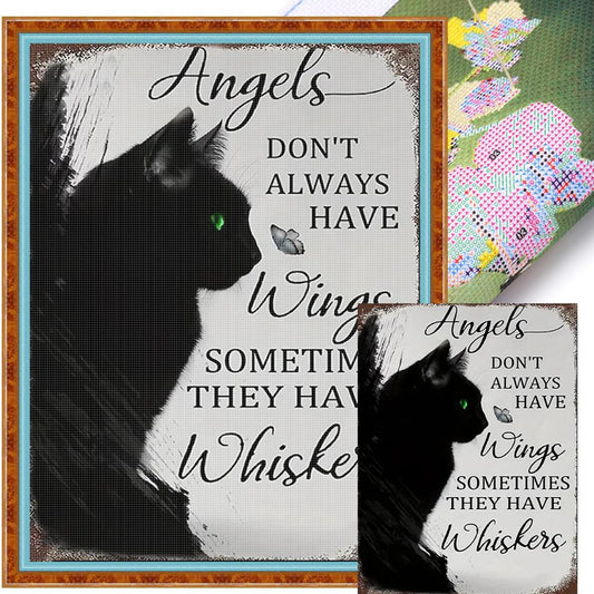 Black Cat - Full 14CT Stamped Cross Stitch 30x40CM - Huacan