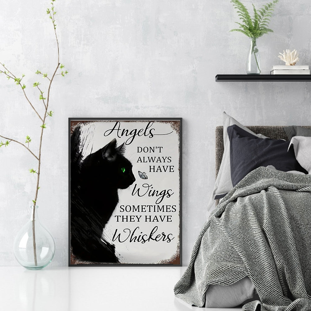 Black Cat - Full 14CT Stamped Cross Stitch 30x40CM - Huacan