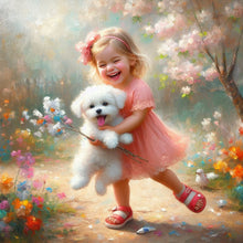 Load image into Gallery viewer, Dog And Little Girl 40*40CM(Canvas) Full Round Drill Diamond Painting
