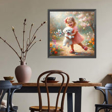 Load image into Gallery viewer, Dog And Little Girl 40*40CM(Canvas) Full Round Drill Diamond Painting
