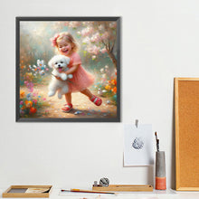 Load image into Gallery viewer, Dog And Little Girl 40*40CM(Canvas) Full Round Drill Diamond Painting
